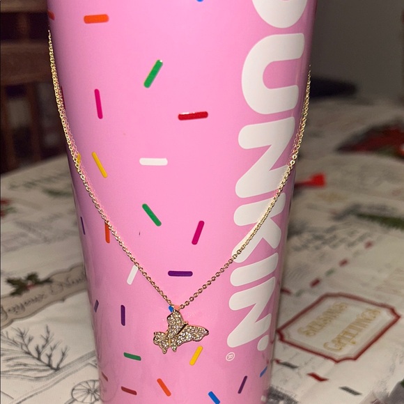 Jewelry - NWT Delicate Gold Butterfly Pendant Necklace with Cubic Zirconia Accents